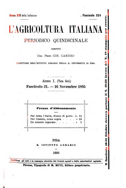 L'agricoltura italiana periodico mensile