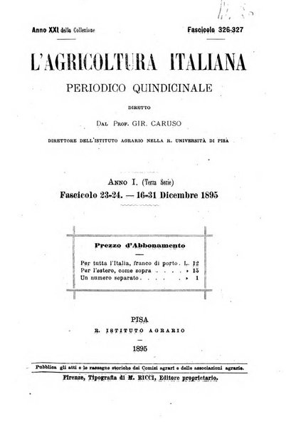 L'agricoltura italiana periodico mensile