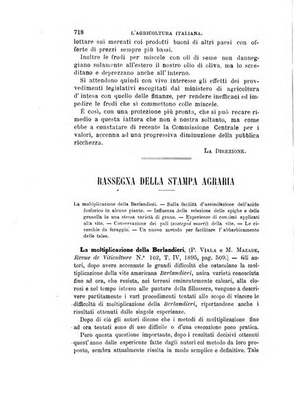 L'agricoltura italiana periodico mensile