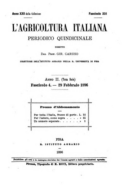 L'agricoltura italiana periodico mensile