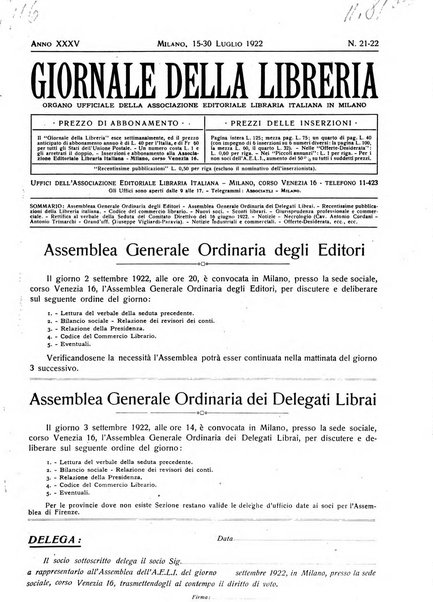 Giornale della libreria organo ufficiale della Associazione italiana editori