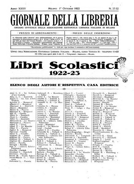 Giornale della libreria organo ufficiale della Associazione italiana editori