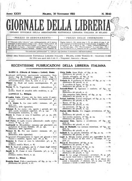 Giornale della libreria organo ufficiale della Associazione italiana editori