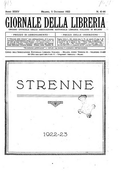 Giornale della libreria organo ufficiale della Associazione italiana editori