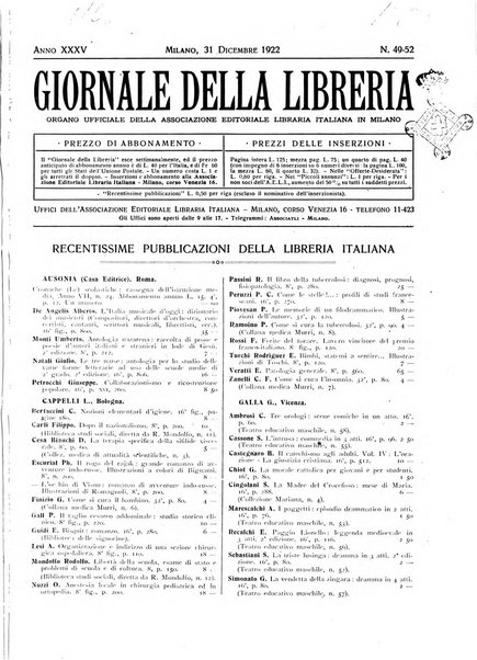 Giornale della libreria organo ufficiale della Associazione italiana editori