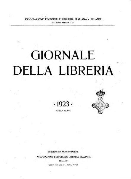 Giornale della libreria organo ufficiale della Associazione italiana editori