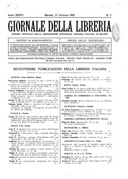 Giornale della libreria organo ufficiale della Associazione italiana editori