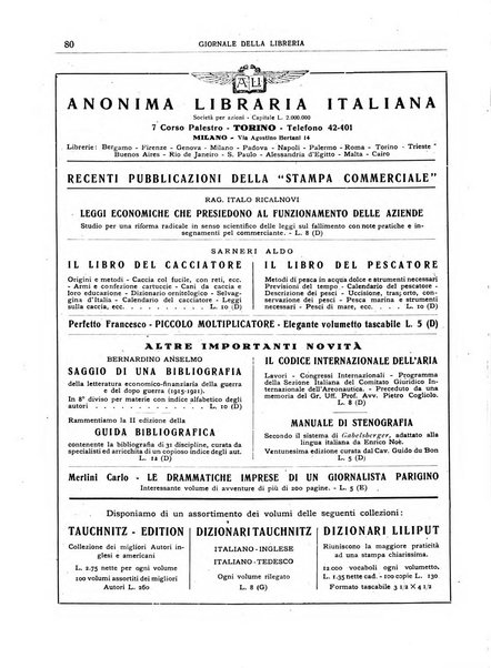 Giornale della libreria organo ufficiale della Associazione italiana editori