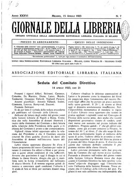 Giornale della libreria organo ufficiale della Associazione italiana editori