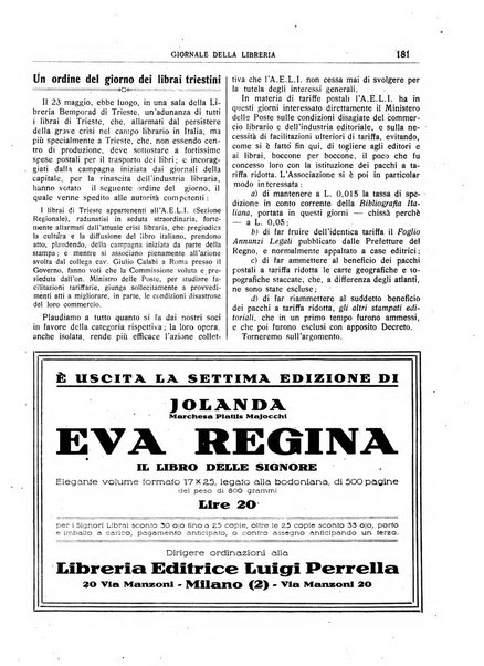 Giornale della libreria organo ufficiale della Associazione italiana editori