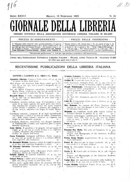 Giornale della libreria organo ufficiale della Associazione italiana editori