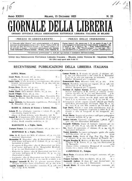 Giornale della libreria organo ufficiale della Associazione italiana editori