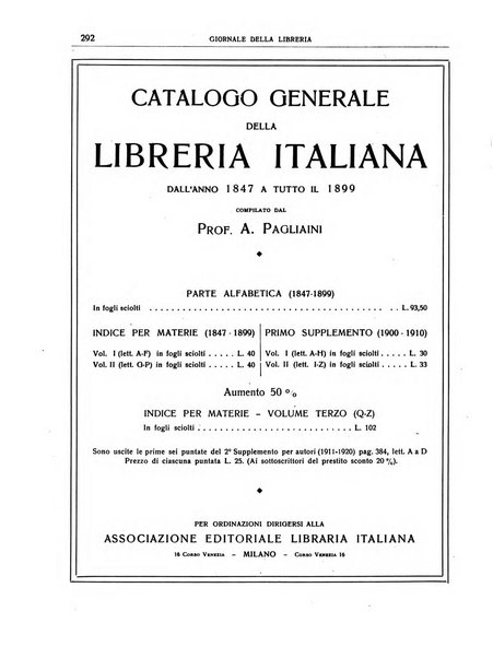 Giornale della libreria organo ufficiale della Associazione italiana editori