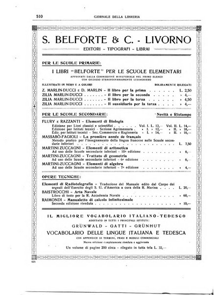 Giornale della libreria organo ufficiale della Associazione italiana editori