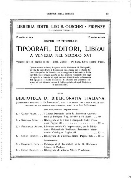 Giornale della libreria organo ufficiale della Associazione italiana editori