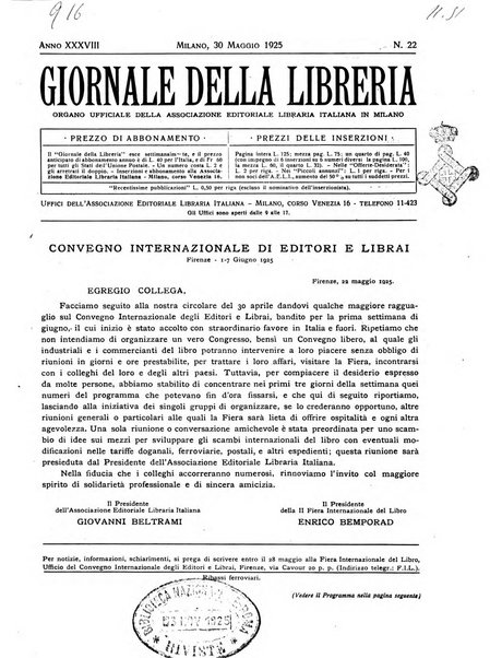 Giornale della libreria organo ufficiale della Associazione italiana editori