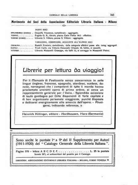 Giornale della libreria organo ufficiale della Associazione italiana editori