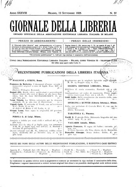 Giornale della libreria organo ufficiale della Associazione italiana editori