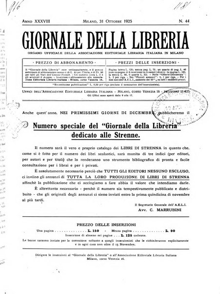 Giornale della libreria organo ufficiale della Associazione italiana editori