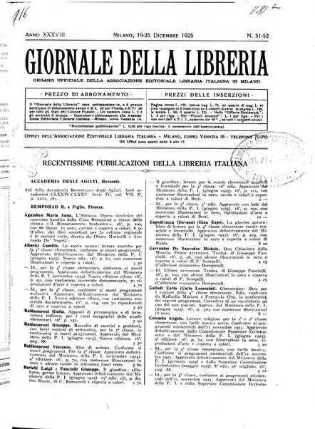 Giornale della libreria organo ufficiale della Associazione italiana editori