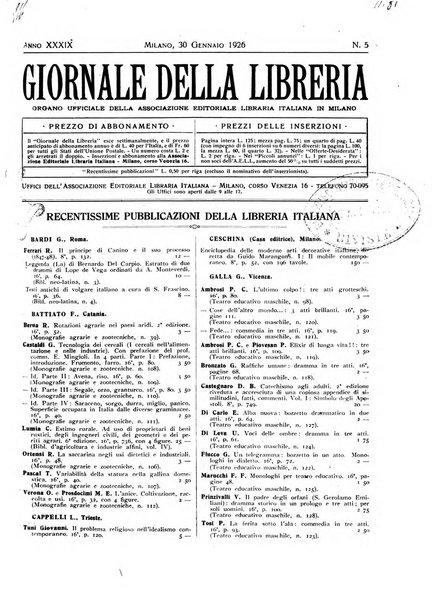 Giornale della libreria organo ufficiale della Associazione italiana editori