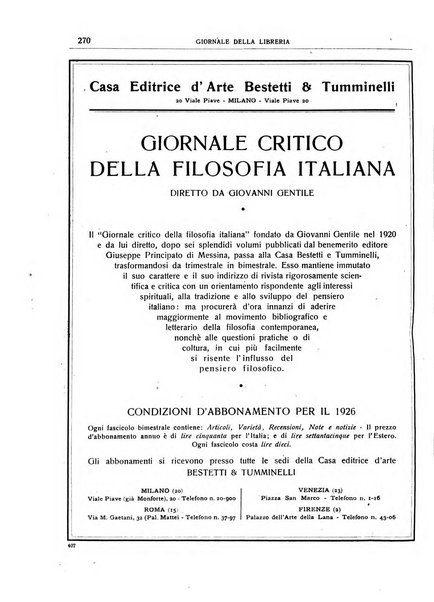 Giornale della libreria organo ufficiale della Associazione italiana editori