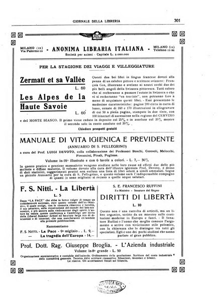 Giornale della libreria organo ufficiale della Associazione italiana editori