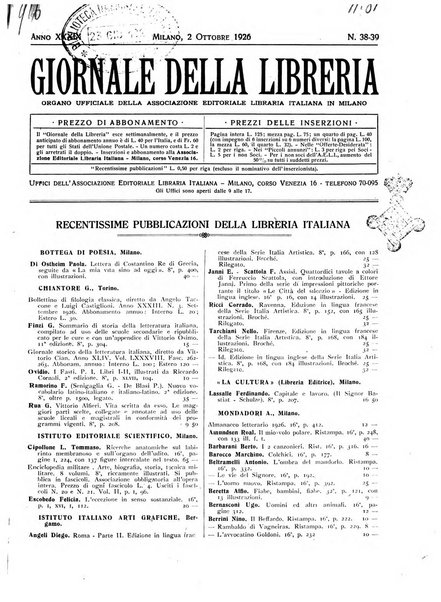 Giornale della libreria organo ufficiale della Associazione italiana editori