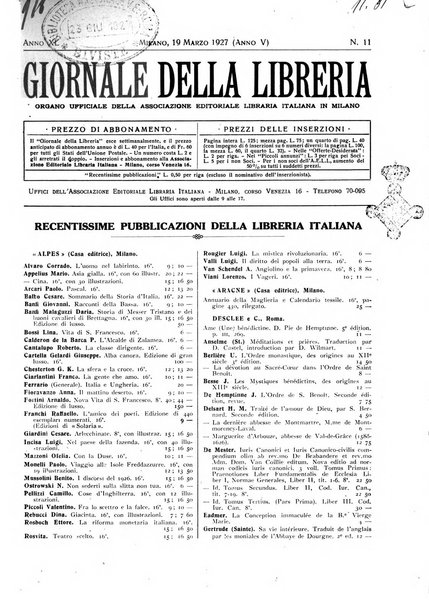 Giornale della libreria organo ufficiale della Associazione italiana editori