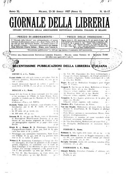 Giornale della libreria organo ufficiale della Associazione italiana editori