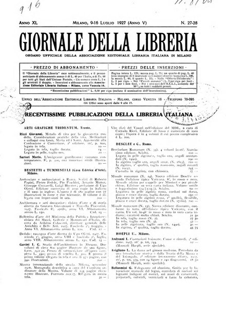 Giornale della libreria organo ufficiale della Associazione italiana editori