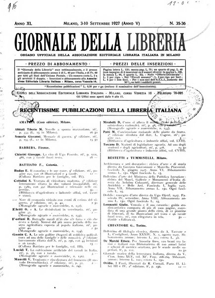 Giornale della libreria organo ufficiale della Associazione italiana editori