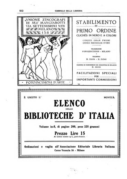 Giornale della libreria organo ufficiale della Associazione italiana editori