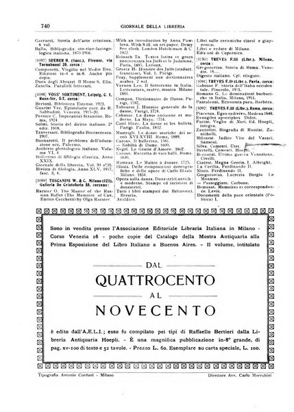 Giornale della libreria organo ufficiale della Associazione italiana editori