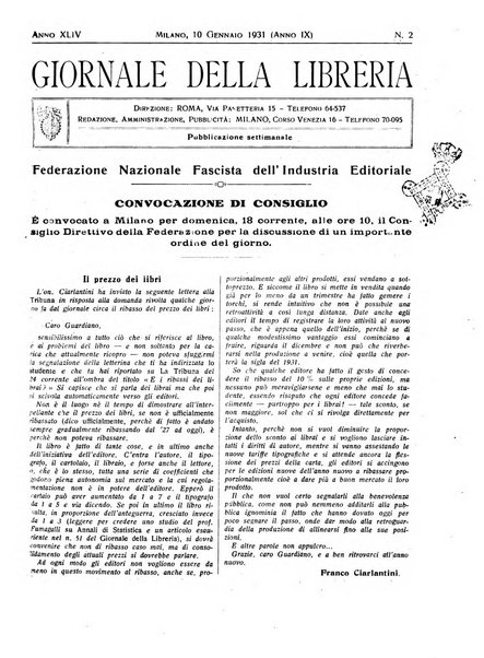 Giornale della libreria organo ufficiale della Associazione italiana editori