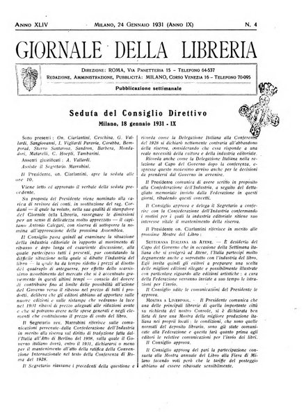 Giornale della libreria organo ufficiale della Associazione italiana editori