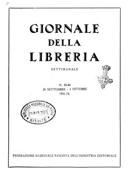 Giornale della libreria organo ufficiale della Associazione italiana editori