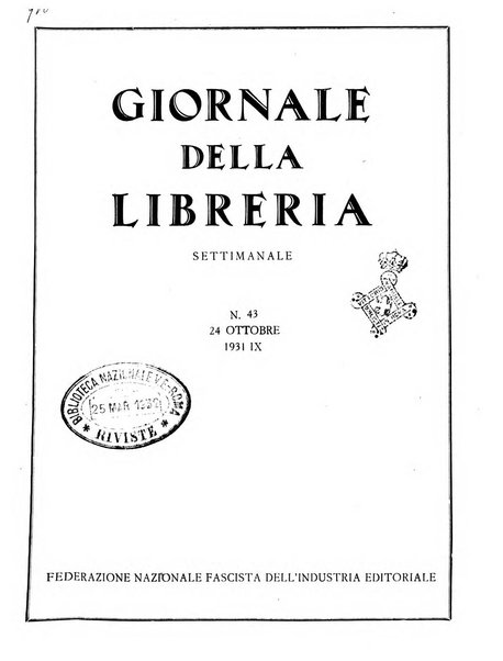 Giornale della libreria organo ufficiale della Associazione italiana editori