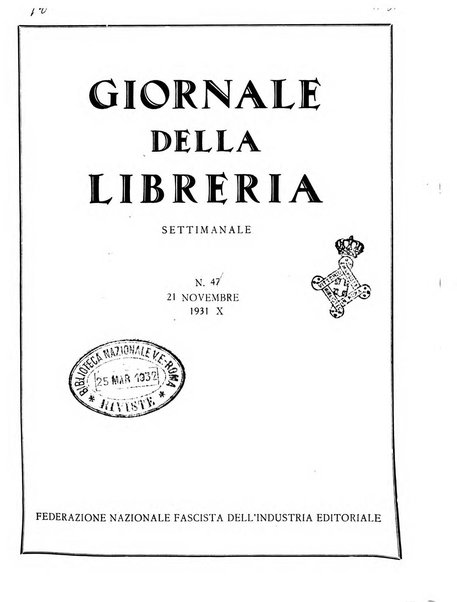 Giornale della libreria organo ufficiale della Associazione italiana editori