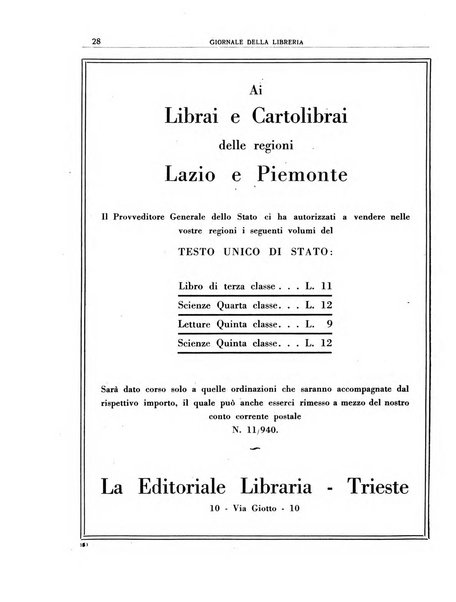 Giornale della libreria organo ufficiale della Associazione italiana editori