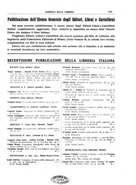 Giornale della libreria organo ufficiale della Associazione italiana editori