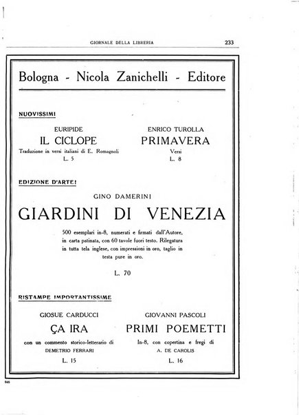 Giornale della libreria organo ufficiale della Associazione italiana editori