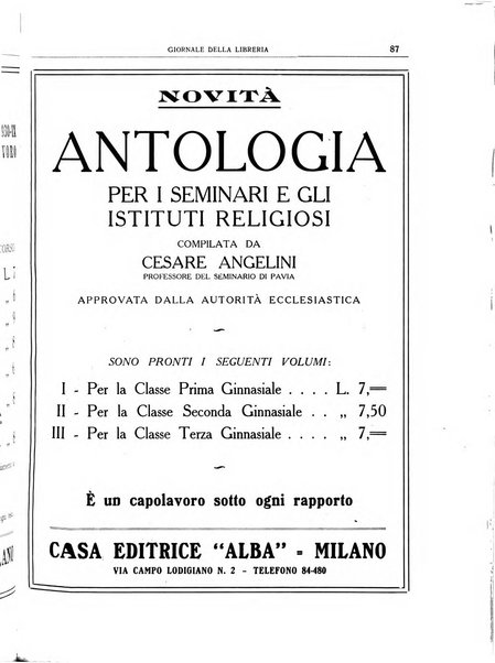 Giornale della libreria organo ufficiale della Associazione italiana editori