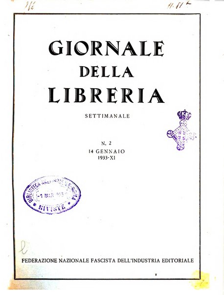 Giornale della libreria organo ufficiale della Associazione italiana editori