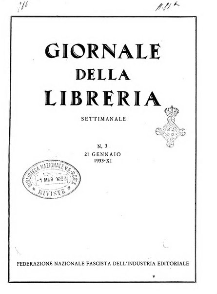 Giornale della libreria organo ufficiale della Associazione italiana editori