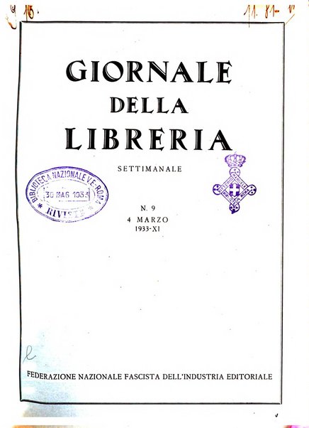 Giornale della libreria organo ufficiale della Associazione italiana editori