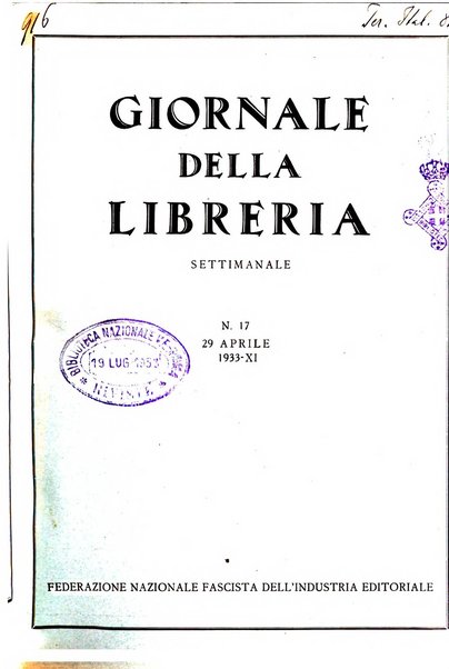 Giornale della libreria organo ufficiale della Associazione italiana editori