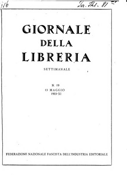 Giornale della libreria organo ufficiale della Associazione italiana editori