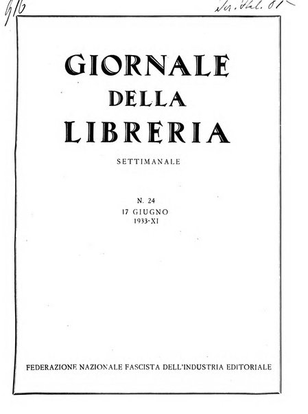 Giornale della libreria organo ufficiale della Associazione italiana editori