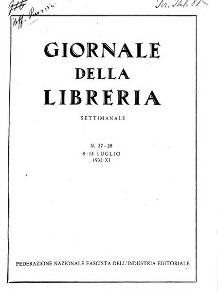 Giornale della libreria organo ufficiale della Associazione italiana editori